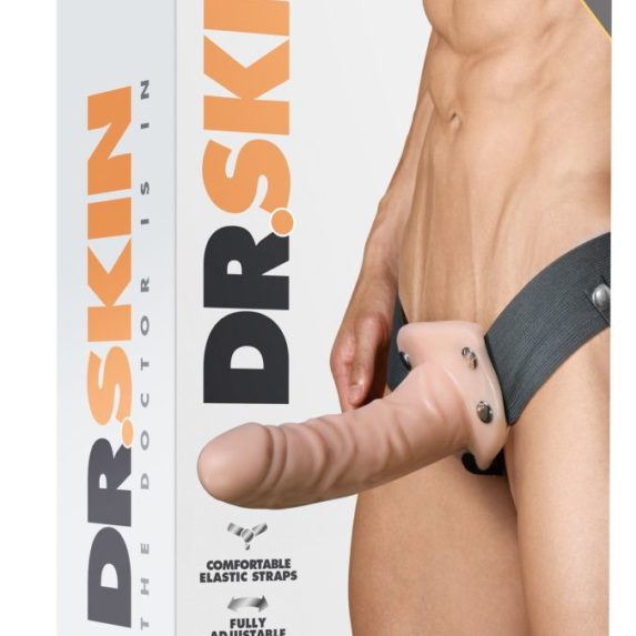 Телесный полый страпон Dr. Skin 6 Inch Hollow Strap On - 15,2 см.