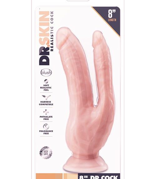 Телесный фаллоимитатор 8 Inch DP Cock - 20,32 см.